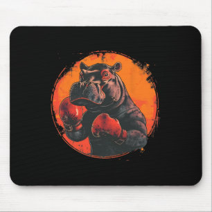 Boxer Hippo With Boxing Gloves Kickboxing Funny Bo Mouse Pad