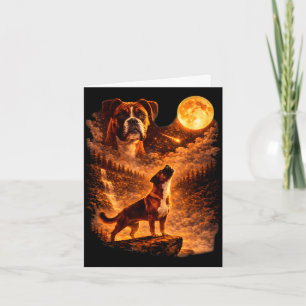 Boxer howling to the moon funny vintage boxer dog card