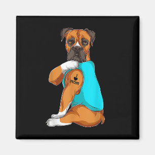 Boxer I Love Mum Tattoo Apparel, Dog Mum Gifts Mot Magnet