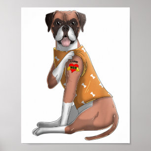 Boxer I Love Mum Tattoo Dog Shirt Funny Mothers Da Poster