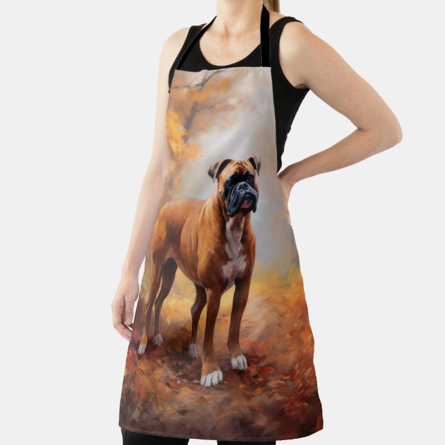 Boxer in Autumn Leaves Fall Inspire  Apron (Insitu)