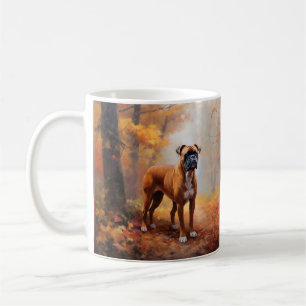 Boxer in Autumn Leaves Fall Inspire  Coffee Mug