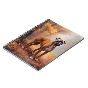 Boxer in Autumn Leaves Fall Inspire Notebook