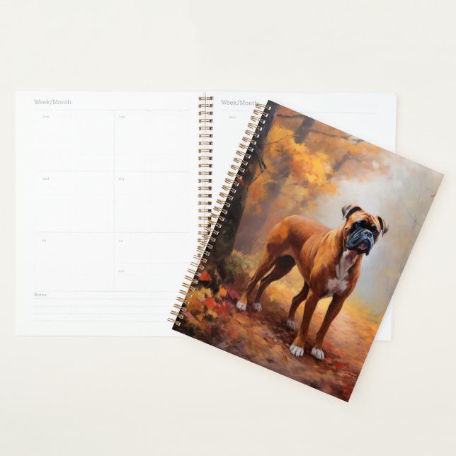 Boxer in Autumn Leaves Fall Inspire  Planner (Display)