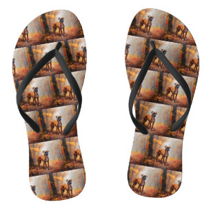 Boxer in Autumn Leaves Fall Inspire  Thongs