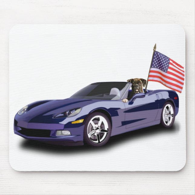Boxer in blue sportscar mousepad (Front)