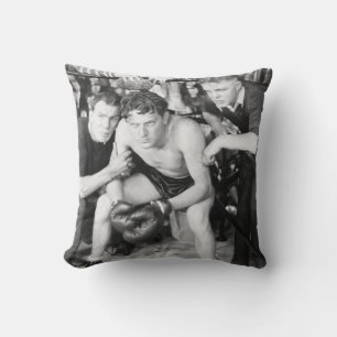 Boxer in corner with trainersboxing, vintage, retr cushion
