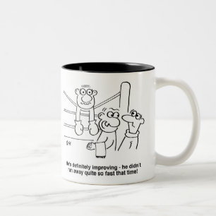 Boxer in the Boxing Ring. Funny Boxing Two-Tone Coffee Mug