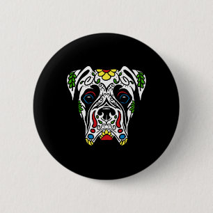 Boxer In White - Government Agencyd Sugar Skull 6 Cm Round Badge