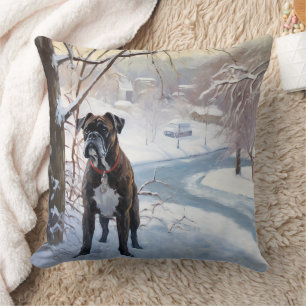 Boxer Let It Snow Christmas Cushion