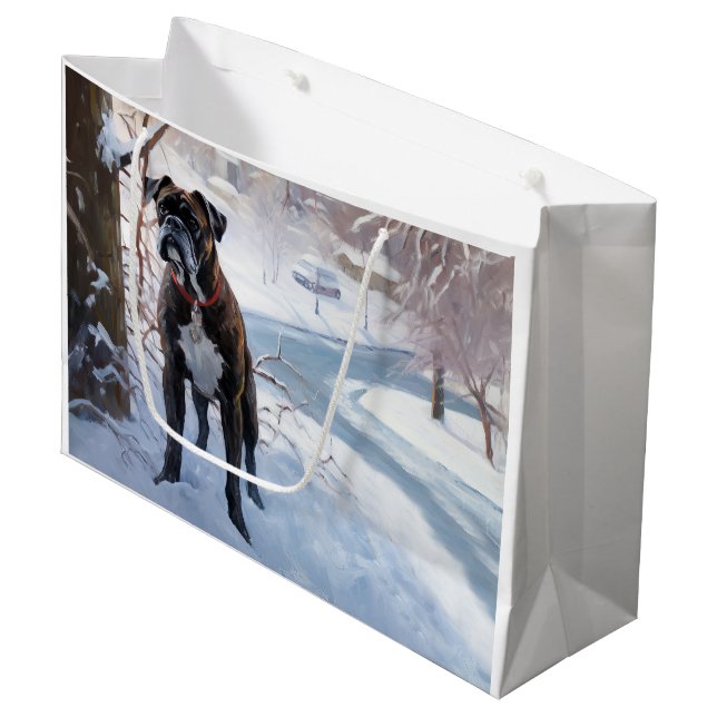 Boxer Let It Snow Christmas Large Gift Bag (Front Angled)