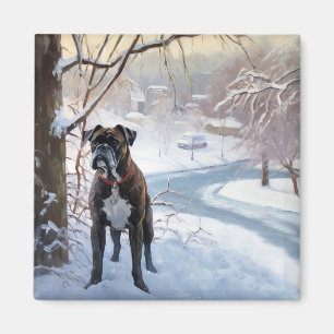 Boxer Let It Snow Christmas Magnet