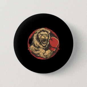 Boxer Lion Portrait Motif Wildlife Kickboxing Love 6 Cm Round Badge