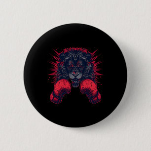 Boxer Lion Portrait Motif Wildlife Kickboxing Love 6 Cm Round Badge