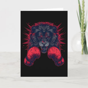 Boxer Lion Portrait Motif Wildlife Kickboxing Love Card