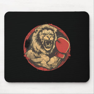 Boxer Lion Portrait Motif Wildlife Kickboxing Love Mouse Pad