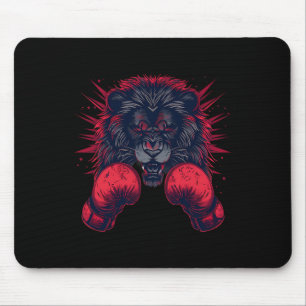 Boxer Lion Portrait Motif Wildlife Kickboxing Love Mouse Pad
