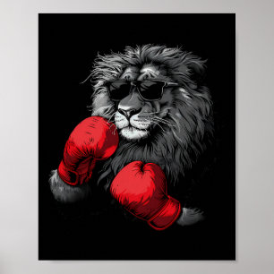 Boxer Lion Portrait Motif Wildlife Kickboxing Love Poster