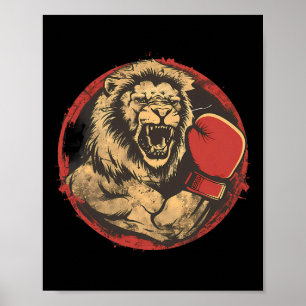 Boxer Lion Portrait Motif Wildlife Kickboxing Love Poster
