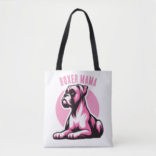 Boxer Mama: Cute Pink Boxer Dog Silhouette   Tote Bag