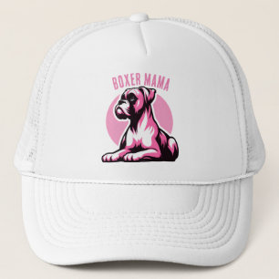 Boxer Mama: Cute Pink Boxer Dog Silhouette Trucker Hat