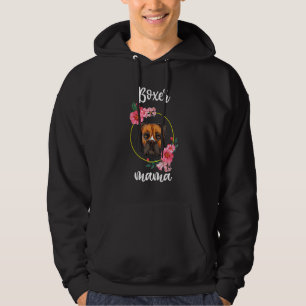 Boxer Mama Floral  Women Mothers Day Dog Mum Hoodie