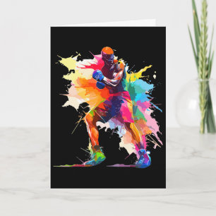 Boxer Man Boxing Paint Splash Kickboxer Kickboxing Card