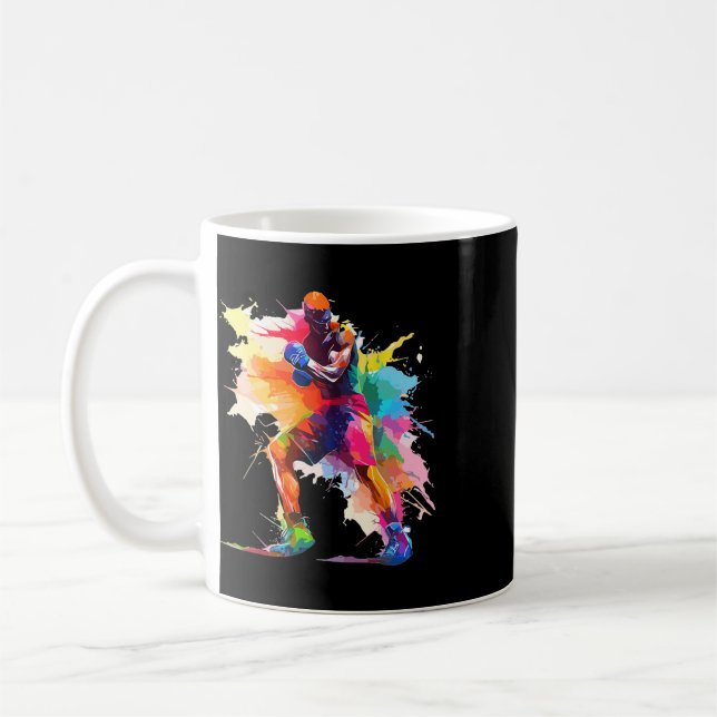 Boxer Man Boxing Paint Splash Kickboxer Kickboxing Coffee Mug (Left)