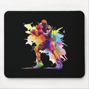 Boxer Man Boxing Paint Splash Kickboxer Kickboxing Mouse Pad