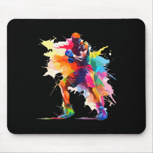 Boxer Man Boxing Paint Splash Kickboxer Kickboxing Mouse Pad