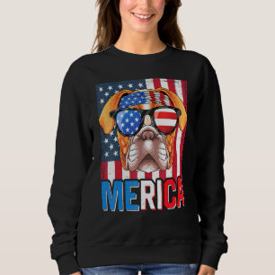 Boxer Merica Flag Dog American Puppy 4th Of July Sweatshirt