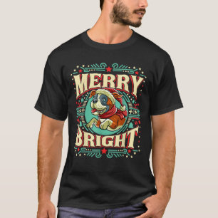 Boxer Merry Bright Christmas Santa Claus Dog T-Shirt