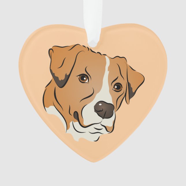 Boxer Mix Graphic Dog Portrait Ornament (Front)