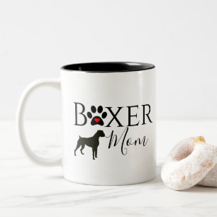 Boxer Mom - Dog Pawprint Two-Tone Coffee Mug