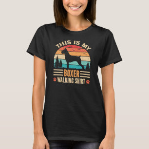 Boxer Mom Walking German Dog Walker Retro Sunset T-Shirt