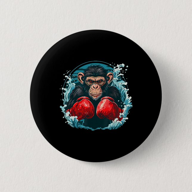 Boxer Monkey With Boxing Gloves Kickboxing Funny B 6 Cm Round Badge (Front)