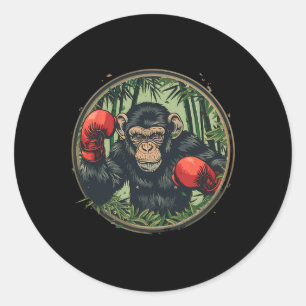 Boxer Monkey With Boxing Gloves Kickboxing Funny B Classic Round Sticker
