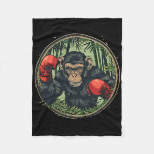 Boxer Monkey With Boxing Gloves Kickboxing Funny B Fleece Blanket