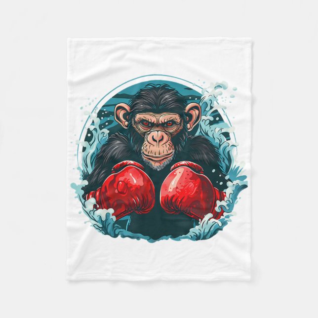 Boxer Monkey With Boxing Gloves Kickboxing Funny B Fleece Blanket (Front)