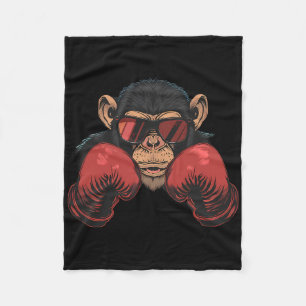 Boxer Monkey With Boxing Gloves Kickboxing Funny B Fleece Blanket
