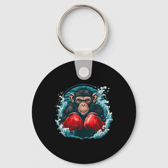 Boxer Monkey With Boxing Gloves Kickboxing Funny B Key Ring (Front)