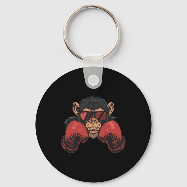Boxer Monkey With Boxing Gloves Kickboxing Funny B Key Ring (Front)