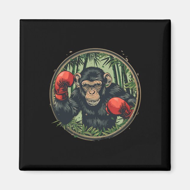 Boxer Monkey With Boxing Gloves Kickboxing Funny B Magnet (Front)