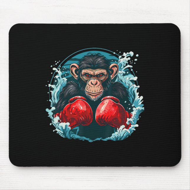Boxer Monkey With Boxing Gloves Kickboxing Funny B Mouse Pad (Front)