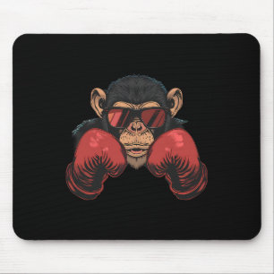 Boxer Monkey With Boxing Gloves Kickboxing Funny B Mouse Pad