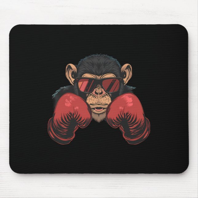 Boxer Monkey With Boxing Gloves Kickboxing Funny B Mouse Pad (Front)