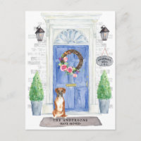Boxer Moving Announcement Postcard