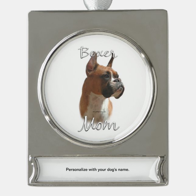 Boxer Mum 2 Silver Plated Banner Ornament (Front)