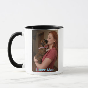Boxer Mum Coffee Mug with Cute Brindle Boxer Puppy