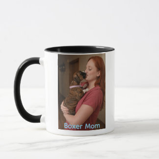 Boxer Mum Coffee Mug with Cute Brindle Boxer Puppy